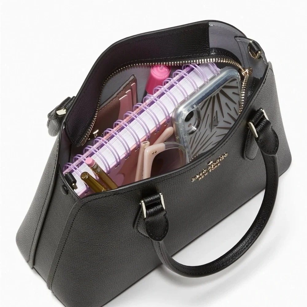 New Kate Spade Crosbody Satchel Leather Black Handbag Darcy